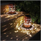 2 Pack Solar Butterfly Lanterns Outdoor Hanging Decor Lantern,Waterproof Hollow Out Retro Metal Decorative Garden Light,Graceful Decoration for Patio,Yard,Landscape,Festival by AITENISEN
