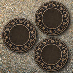 HF by LT Deluxe Rubber Stepping Stone, Scroll Pin Dot Design, Heavy Duty 13" All-Weather Garden Tile, Black with Brushed Brass Finish, Set of 3 - Image 4
