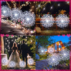 Tujoe 4 Pack Halloween Outdoor Decoration Solar Firework Lights, White - Image 6