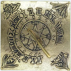 Brass Sundial Plate, Square 7 inches, Featuring the Four Seasons, Unlacquered Finish (Antique Brass) by Anatolica