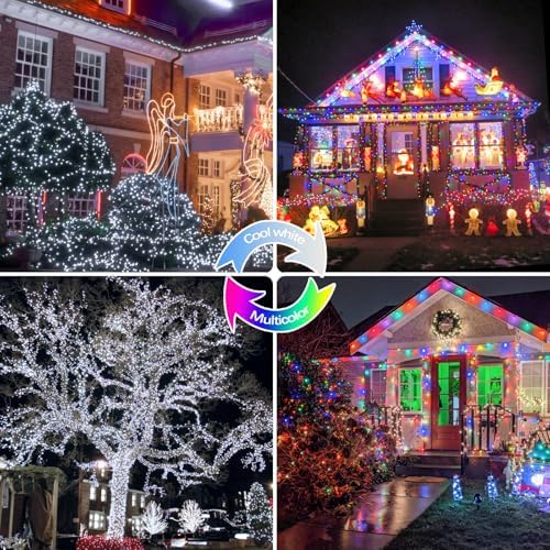 Solar Fairy Lights, 2 Pack Total 400LED 144FT Cool White to Multicolor - Image 4