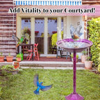 Metal Bird Bath for Outdoors, 28.4" Freestanding Garden Metal Birdbaths with Stable Upgrades Stake, Easy to Clean Birdfeeder for Outside Garden Yard Lawn Decor(Gradient Purple) - Image 5