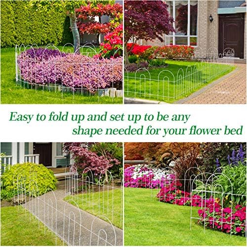 AMAGABELI 25 Panels 24in(H)×35ft(L) Decorative Garden Fence No Dig Rustproof Metal Pre-Linking Fence Panels Garden Edging Border Animal Barrier Fencing for Flower Beds Yard Patio Outdoor Decor White - Image 5