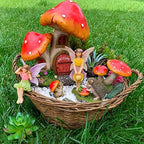 Mood Lab Fairy Garden Figurines - Mushroom House Set (6 pcs) - Miniature Decorative Statues & Accessories - Outdoor & Indoor Garden Decor - Image 2