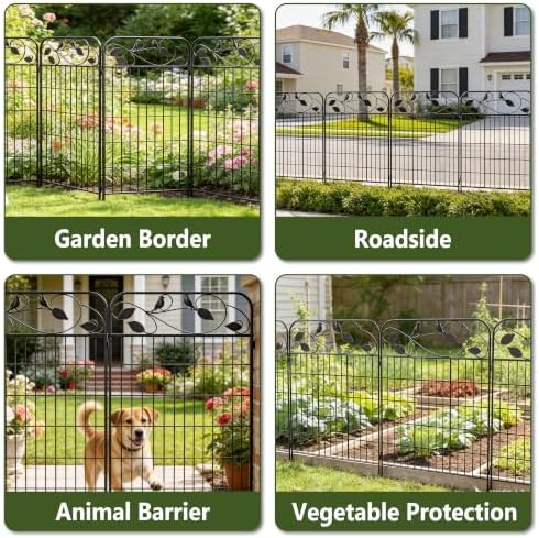 Decorative Garden Fence 40in x 36ft, 16 Pack Flat Metal Garden Border Fence, Rustproof Powder Coating, No-Dig Installation with Triangular Stakes, Flexible Design for Flower Beds, Paths, Yards - Image 5
