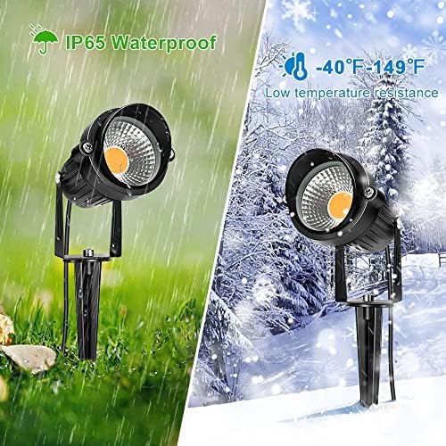 LightingWill 5W LED Landscape Lights, Warm White 3000K-3500K, Waterproof DC 12V COB LED Outdoor Wall Spotlight Low Voltage Garden Tree Spot Lighting for,Yard,Pathways,Fence (4 Pack) - Image 5