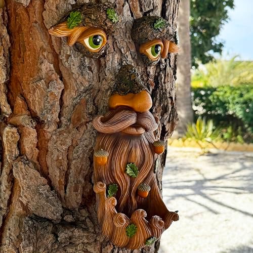 Mood Lab Tree Face Decor with Acorns - Old Man Tree Face Garden Hugger Decoration - Outdoor Tree Decoration - Image 7