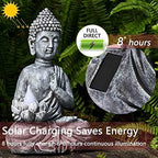 Solar Buddha Statue - Outdoor Zen Sculpture With Flickering LED Lotus Light - Waterproof Garden Decor Gift - 11.81 Inch - Image 6