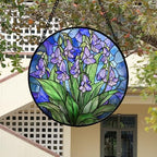 Stained Glass Window Hanging Suncatcher Purple Flower Gifts for Women 12" - Image 4