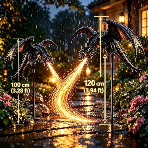 Solar Dragon Fire Garden Light,2027 New Gothic Winged Dragon Stake Light - Image 3