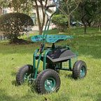 BDL Garden Cart Outdoor Rolling Garden Workseat with Wheels, Heavy Duty Garden Tool Cart with Extendable Handle and Storage for Seniors Yard Gardening Work - Image 2