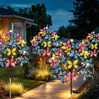 Butterfly Solar Lights Garden Stakes for Outside Cemetery Grave Decorations by Meagoo