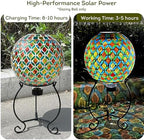 Lily's Home 10” Solar Light Mosaic Gazing Ball - Eco-Friendly Outdoor Decor - Auto On at Dusk & Off at Dawn - Mosaic Globe for Garden, Yard, Patio - Solar Illumination - Gift for Gardeners - Image 4