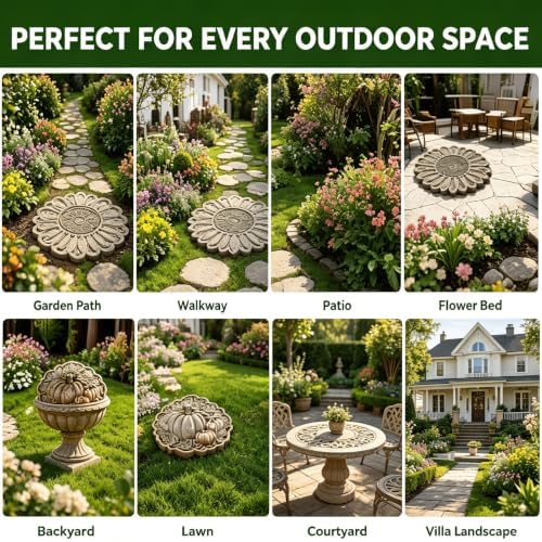Hummingbird Garden Art Stepping Stone Mold, Reusable Sunflower Stepping Stone Molds, 3D Large Animal-Themed Garden Art Paver Molds, Heavy Duty Silicone Flower Cement Tool, for Concrete Walkway (E) - Image 5
