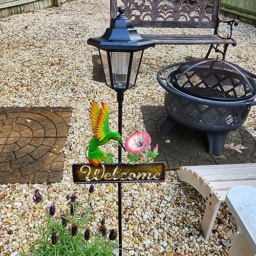 Crosslight Solar LED Hummingbird Welcome Sign - Weatherproof Garden Stake Light for Outdoor Decoration - Decor for Yard, Lawn, Patio, Pathway, Backyard | Warm White - Image 5