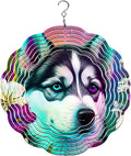 Traci's Fun Creations Wind Spinner, Siberian Husky, Aluminum, 10 Inch, Double-Sided, Round, Yard and Garden Décor (Colorful) by Unknown