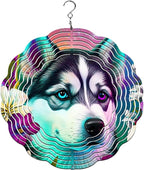 Traci's Fun Creations Wind Spinner, Siberian Husky, Aluminum, 10 Inch, Double-Sided, Round, Yard and Garden Décor (Colorful) by Unknown