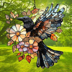 Floral Raging Raven Acrylic Suncatcher - Image 3