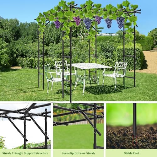 DoCred 87"H x 118"L Garden Arch Trellis, Metal Trellis for Climbing Plants - Image 3