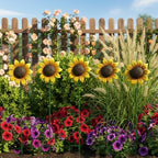 Sunflowers Metal Yard Art Wind Spinners Outdoor Decoration Stakes - Image 2