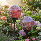 Sunnydaze Solar Gazing Ball for Garden, Pearl Pink, Set of 2 - Image 6