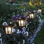 Dynaming 4 Pack Solar Hanging Lights Outdoor, Solar Powered Garden Decorative Lanterns with 4 x 38 Inch Shepherd Hooks, Waterproof Landscape Lighting for Lawn Patio Yard Pathway Driveway, Warm White - Image 6
