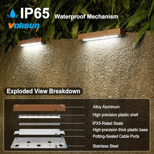 VOLISUN 7 Inch Retaining Wall Lights, 5000K Hardscape Lighting, 8 Pack - Image 4