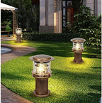 Rustic Industrial Outdoor Bollard Light | IP65 Waterproof LED Pathway Lamp with Clear Glass Anti-Rust Bronze Finish | Vintage Garden Column Light for Yard, Patio, Walkway, Driveway Lighting - Image 3