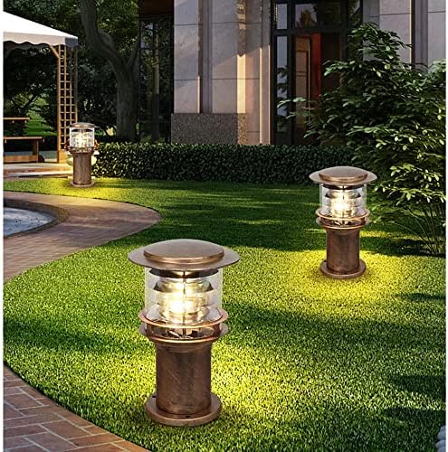 Rustic Industrial Outdoor Bollard Light | IP65 Waterproof LED Pathway Lamp with Clear Glass Anti-Rust Bronze Finish | Vintage Garden Column Light for Yard, Patio, Walkway, Driveway Lighting - Image 3