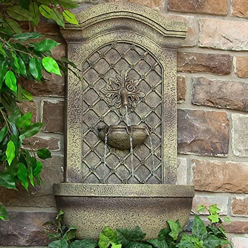 Sunnydaze Rosette 31 in. Outdoor Wall Water Fountain with Pump - Florentine - Image 2