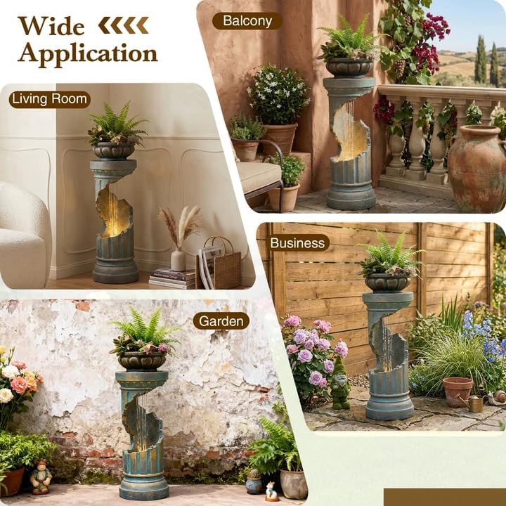 Sunlinua Modern Spiral Outdoor Water Fountain with LED Light - Image 7