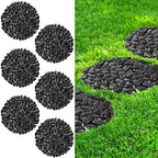 River Rock Stepping Stones Outdoor for Garden Walkway, 12 inch Diameter 6 Pcs Round Shape Paver Step Stones Polished Pebble River Stone Mat for Yard Lawn Patio Pathway Walk Way - Black by dojobkinb