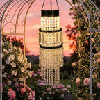 Solar Chandelier Outdoor, Solar Crystal Hanging Garden Lights Waterproof - Image 3