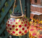 yuans Solar Table Light, Solar Mosaic Lights Color Changing Solar Glass Ball Garden Lights Waterproof Solar Night Lights Table Lamps (Red Point, 2 Pack) - Image 2