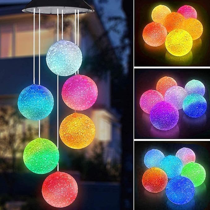 Hummingbird Solar Wind Chimes for Outside - Color Changing LED Outdoor Solar Lights Waterproof Windchimes, Home Garden Patio Yard Porch Decoration (Bead) - Image 2