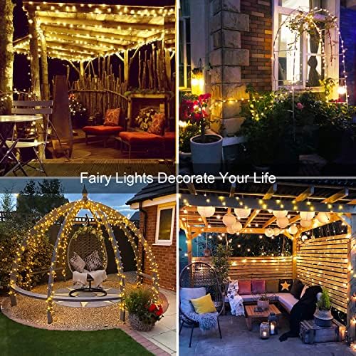 JMEXSUSS 4 Pack Solar Fairy Lights, 33ft 100LED String Lights Warm White - Image 2