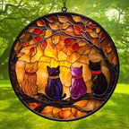 Cats and Autumn Mosaic Style Acrylic Suncatcher - Image 3