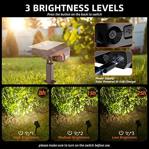 LEREKAM Solar Spot Lights Outdoor,40 LEDs Solar Outdoor Waterproof Landscape Lights with 3 Light Modes, Solar Powered Garden Yard Wall Lights Auto On,Off for Patio 8 Pack - Image 4