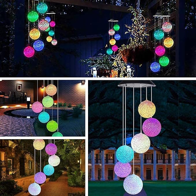 Hummingbird Solar Wind Chimes for Outside - Color Changing LED Outdoor Solar Lights Waterproof Windchimes, Home Garden Patio Yard Porch Decoration (Bead) - Image 4