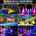 RGB Underwater Pond Lights, 20 Colors Dimmable Submersible Led Fountain Lights with Timer, IP68 Waterproof with Remote Control for Outdoor Ponds Aquarium Garden Pool (Set of 6) - Image 4