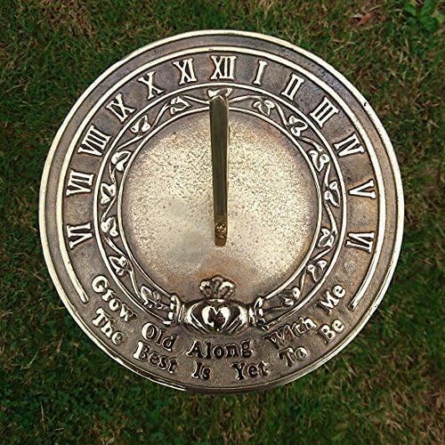 Decorative "Grow Old Along with Me" Sundial - Solid Brass Garden Ornament - Hand-Engraved Quote - Vintage Style Outdoor Decor - Perfect Anniversary, Wedding or Housewarming Gift - Image 3