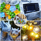 Dragon Solar Garden Statues Outdoor Decoration with Succulent and 6 LED Lights,Dragon Figurine Solar Lights Lawn Décor,Outside Statue Ornament for Patio, Balcony, Yard,Unique Gift for Mom - Image 4