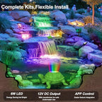 6W Pond Light LED Underwater with 12V Transformer & APP, 2 SpotLights - Image 2