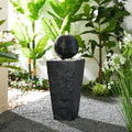 Glitzhome Outdoor Water Fountain with LED Light & Pump, Black Pedestal Sphere Fountain Decorative Water Fountains, Modern Waterfall Floor Fountain with Pebbles for Garden Patio Decor Porch, 31.75”H by Glitzhome