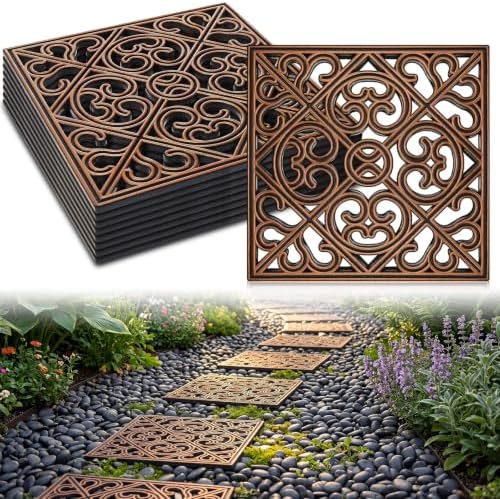 Pangda 8 Pcs Rubber Stepping Stones Outdoor, Copper, Cross by Pangda