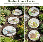 GZHERVICES Garden Stepping Stones, Decorative Lawn Steppers, and Round Concrete Stepping Stones—Decorative Stones Suitable for Gardens, Courtyards, Patios, Or Walkways(Multi-Colored-B) - Image 5