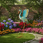 39" Large Heron Garden Statue,Crane Outdoor Statues with Leaf Tray - Image 2