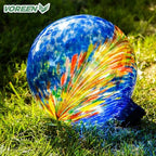 VOREEN 10-Inch Glass Gazing Ball, Outdoor Gazing Globe, Handmade Reflective Ball Yard Decoration for Homes, Patio, Lawn and Gardens, Gift for Mom Wife Friend, Phoenix Tail Design, Blue - Image 3