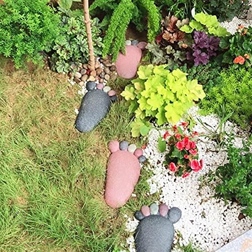 1 Pair Human Footprint Stepping Stone Set, Garden Feet Stepping Mat Lawn Panel Decorative Stepping Resin Stone, 11.4"x7.1" (Color : Dark Gray) - Image 3