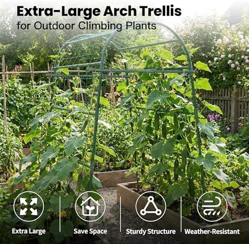 Garden Arch Trellis for Climbing Plants Outdoor, 7 Ft Tall Cucumber Trellis - Image 2